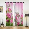 Pink Rose Flower Butterfly Curtains for Bedroom Living Room Drapes Kitchen Children's Room Window Curtain Modern Home Decor