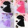 Girls Dress New Girls Summer New Short Suit Jacket + Butterfly Net Veil Halter Long Skirt Two-piece Set 3-8Y