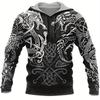 Unleash Your Inner Beast - Bold 3D Wolf Dragon Graphic Hoodie - Mens Comfortable Casual Pullover Sweatshirt for All-Season Style