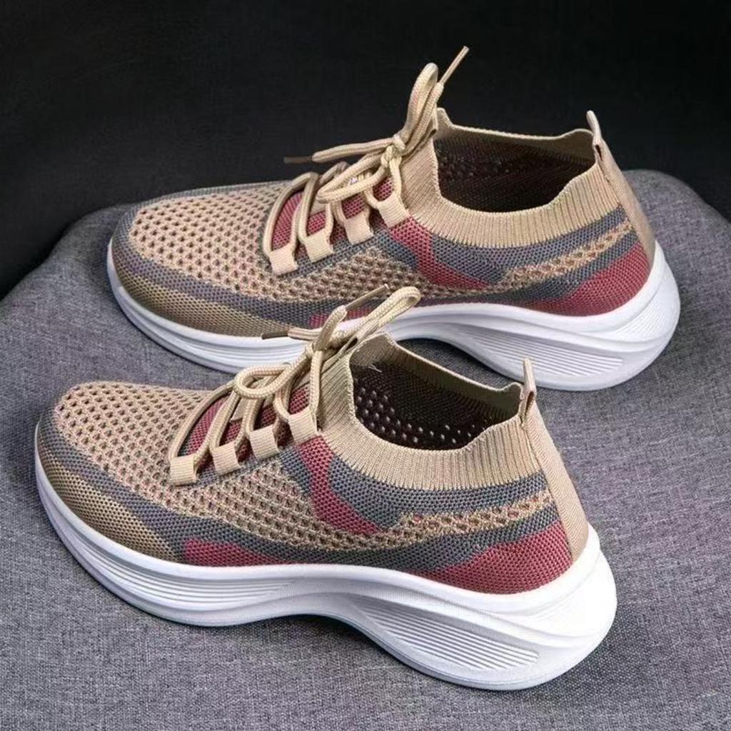 Leisure Sports Shoes New Thick Soled Height Increasing Mesh Breathable Color Blocked Vulcanized Shoes