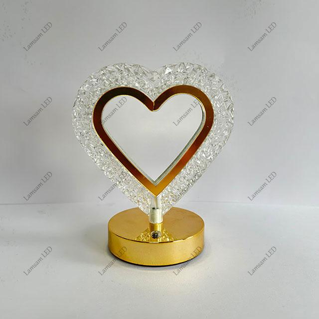 Heart-shaped Acrylic Table Lamp Ambient Desk Light Tricolored USB Rechargeable LED Color-changing Night Light for Home Decor