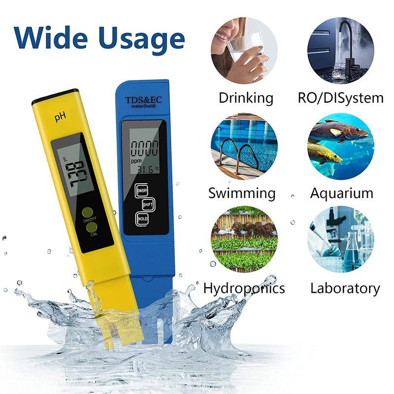 Digital pH Meter Portable Water Quality Tester with Glass Probe 0-14 pH Range High Accuracy Testing Kit for Lab and Home Use