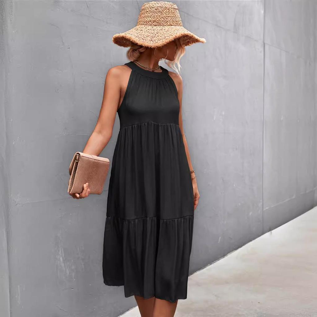 2022 Spring/Summer European and American Women's Loose Casual Halter Neck Dress.