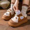 Velcro Thickened Non-slip Cotton Slippers Fashion Shoes Bag Heel Cartoon Warm Home Slippers Winter