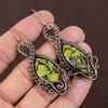 Copper Green Turquoise Handmade Copper Wire Wrap Earring 2.91 G4E03