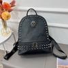 Women's Backpack Large Capacity Backpack Unisex Skull Daypack Black Pu Leather Travel Bag Punk Rivet Laptop Mochila Feminina Backpack