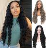 MISS WIG Women Fashion Long Wavy Wig Without Bangs Grey Color Wavy Wig Synthetic Fiber Wig for Women Daily Wear