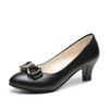 Women's Dress Shoes Patent Leather High Heel Shoes Medium Heel Office Women's Shoes Metal Bow Shoes