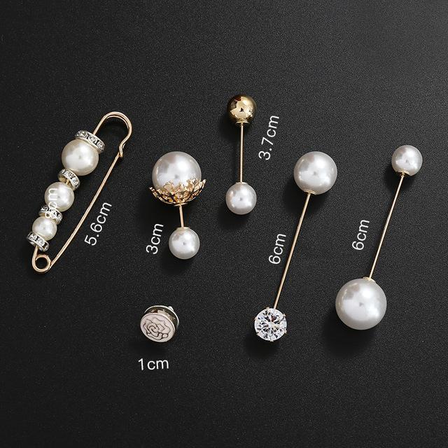 Fashion Pearl Rhinestones Brooch Pin Brooches For Women Sweater Shirt Lapel Pin Buckle Brooch Pins Set Clothes Accessories Gift