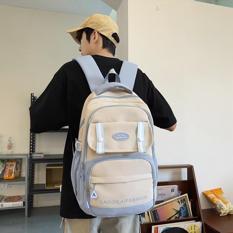 Contrast Color Student Schoolbag Women Large Capacity Backpack Men Computer Backpack