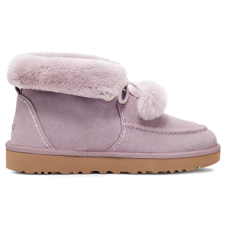 UGG Kyrina Bow Pom Sheepskin Warm Durable Bowknot Fur Snow Boots Women Snow Boots Pink Purple 1125390-SHAD