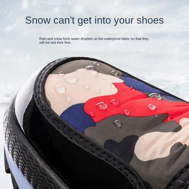 Trendy Men's Mid-calf Boots Outdoor Waterproof Snow Boot Plush Warm Casual Cotton Boots for Men Non-slip Platform Botas Big Size