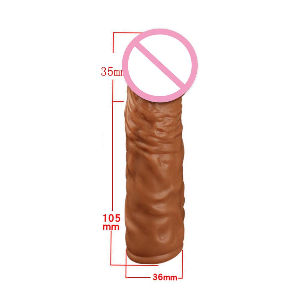 Realistic Condoms For Men Reusable Penis Sleeve For Male Extender Dildo Enhancer Enlargement Condom Male Cock Sex Toys