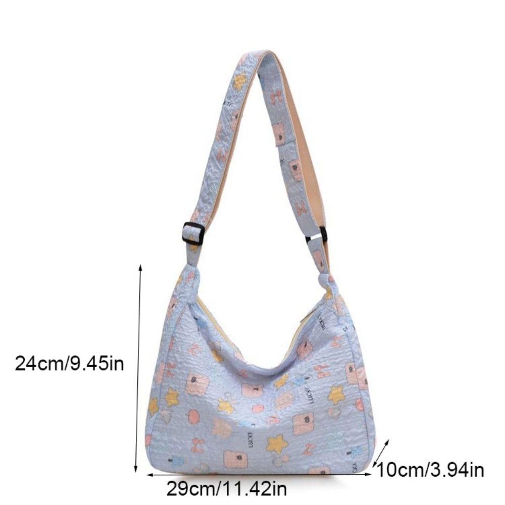 Large Capacity Canvas Shoulder Bag Korean Style Shopping Tote Bag Sweet Cartoon Crossbody Bag  Girl