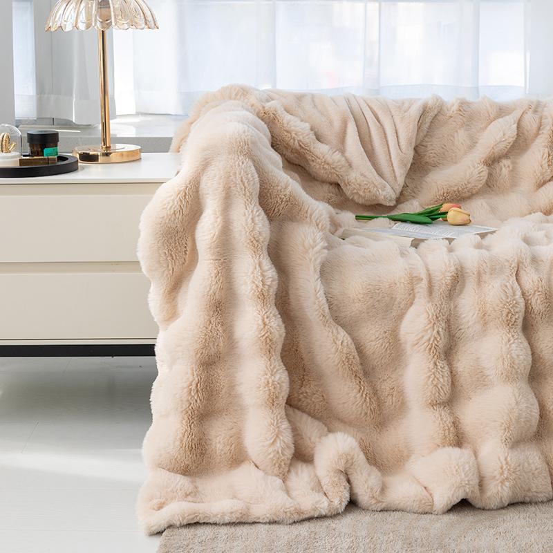 Bubble Rabbit Blanket Flannel Blanket Four Season Nap Sofa Blanket Coral Fleece Leisure Air Conditioning Cover Blanket Thickened Plush Bed Cover