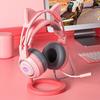 SY-G25 Wired Headphone RGB Lighting Omni-directional Mic Over-Ear Computer Headphone with Cute Cat Ear