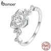 925 Sterling Silver Clear Zircon Rose Finger Ring Flower Ring for Women Birthday Engagement Gift Fine Jewelry