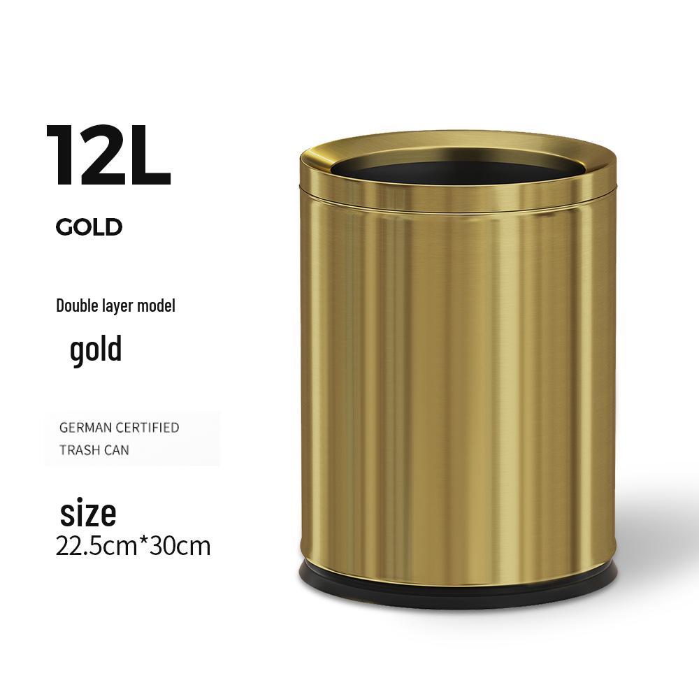 Stainless Steel Swing Lid Trash Can for Home and Kitchen, Light Luxury Design for Bathroom and Living Room.