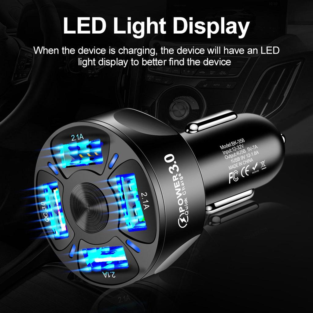 Car USB Charger PD 20W 4 Port Quick Charge 3.0 Universal Type C Fast Charging For IPhone Type C Car Charger