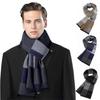 Men Scarf Plaid Print Winter Warm Thick Imitation Cashmere Long Scarf Medium Length Shawl Cold Weather Accessory