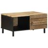 Coffee Table, Black, 80x50x40 Cm, Solid Rough Mango Wood