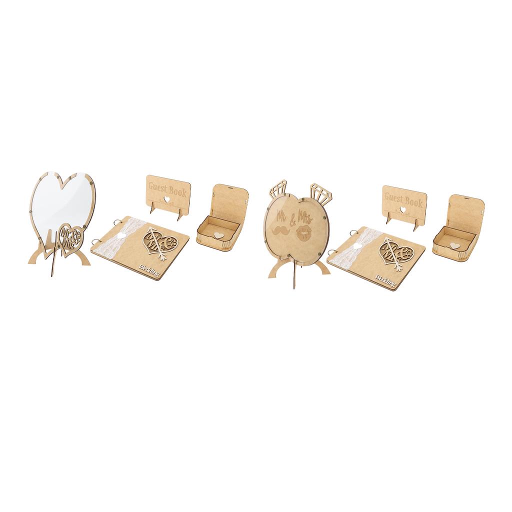 Wedding Guest Book Wooden Unique with 100pcs Hearts Wedding Guest Book Drop Box for Wedding Receptio