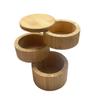 Bamboo Seasoning Storage Box with Magnetic Swivel Lid Wooden Salt Cellar Pepper Sugar Spice Holder Round Container Bowl Kitchen Gadgets