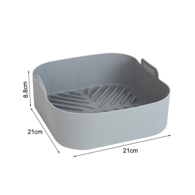 Silicone Air Fryer Pot Tray BBQ Barbecue Pad Plate Airfryer Oven Baking Mold Pot Food Safe Reusable Square Air Fryer Pan