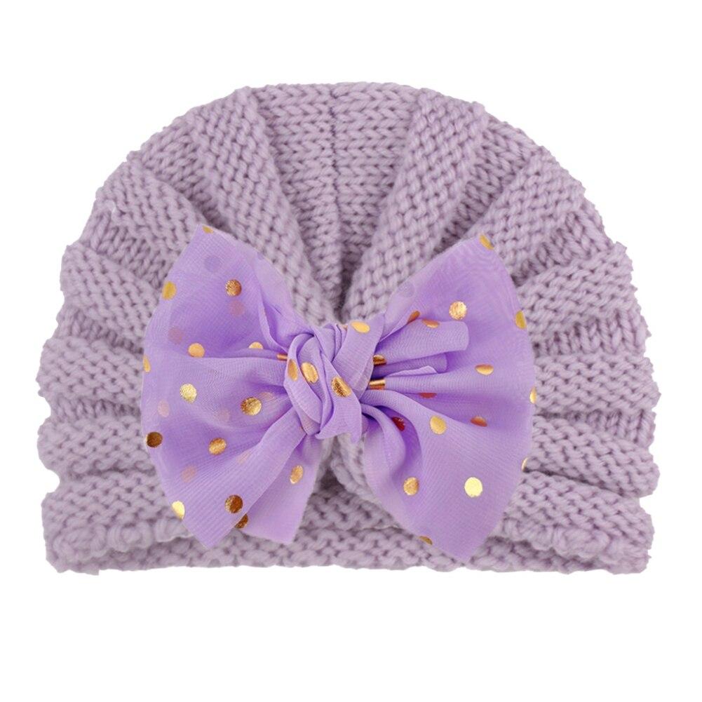 Solid Baby Cotton Cute Bear Ear Bowknot Turban Hats Sweet Soft 0-4T Elastic Caps for Newborn Baby Boy Girls Headwraps