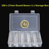 100pcs 27mm Round Cases Coin Storage Capsules Holder Box Container