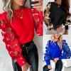 Autumn Round Neck Petal Sleeve Blouse - Women's Long Sleeve Fashion Top