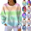 Women's Fashion Casual Gradient Tie-Dye Print Pullover Sports Long-Sleeve Top