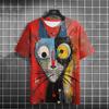 Funny Men's T-shirt 3D Printed Cat Tees Casual Pullover For Men Summer Sweatshirt Tops Loose Daily Short Sleeve Tees