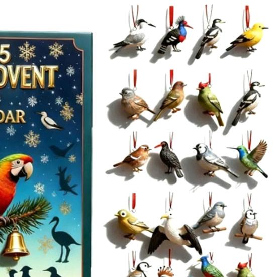 Bird Advent Calendar 2025 24 Days Christmas Countdown Calendar with Acrylic