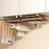 Stainless Steel Kitchen Storage Rack: Hanging Organizer with Cabinet Baskets & Paper Towel Holder