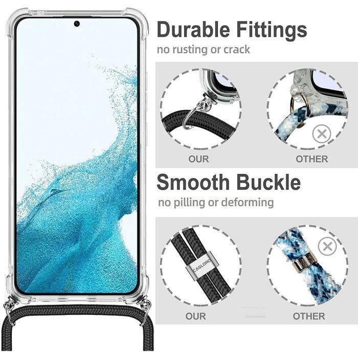 Coque de téléphone pour Samsung S22 Plus - BOOLING - Transparent - avec Chaîne Cordon