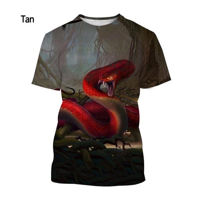 Cobra Series 3D Printed Men's Casual Short Sleeved T-shirt