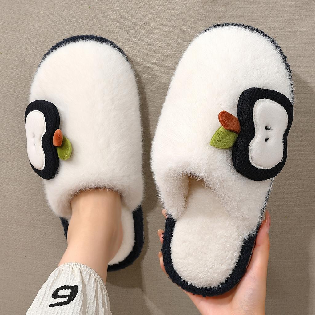 Apple Bag Head Cotton Slippers Autumn and Winter Home Indoor Plush Warm Home Non-slip Fluffy Slippers