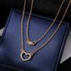 Double Layer Necklace with Diamond Love Rhinestone Pendant