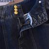 MODIQUE Spring Plus Size Women Vintage High Waist Elastic Straight Button Decoration Long Jeans Lady Basics Casual Pants Trousers