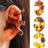 Retro Leopard Print Resin C-Shaped Clip-On Earrings: Women's Luxury Autumn/Winter 2024 Collection