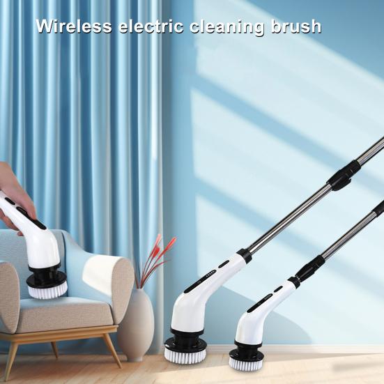 Electric Spin Brush Shower Scrubber with Long Handle IPX7 Waterproof Detachable Rechargeable Cordless Tile