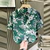 Men Clothing Summer Trendy Floral Print Hawaii Holiday Beach Shirt Casual Lapel Short Sleeve Pocket Loose Tops Camisa Masculina