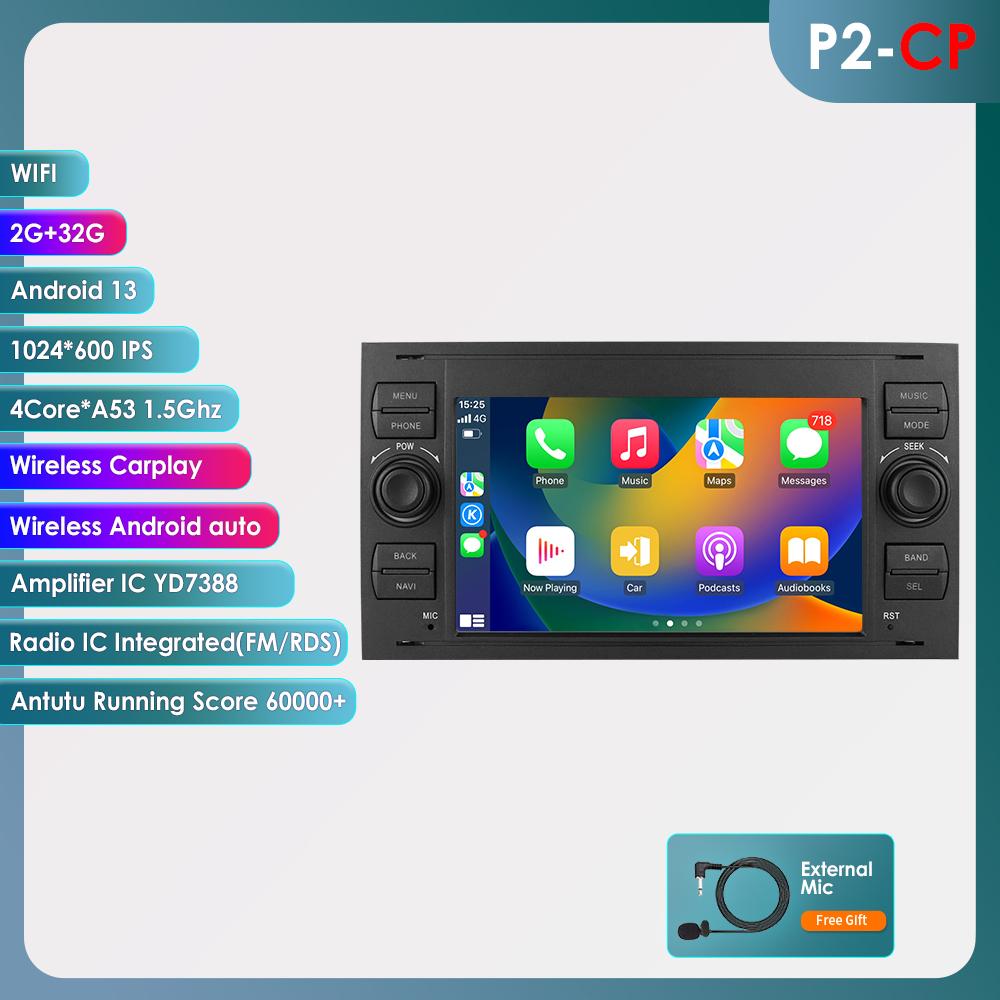 Car Radio Hizpo 2din 7''Android AutoRadio GPS for Ford Mondeo S-max Focus C-MAX Galaxy Fiesta Transit Fusion Connect Kuga Multimedia Navi Carplay Auto