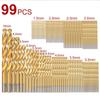 99Pcs 1.5mm - 10mm Titanium Coated Drill Bits HSS High Speed Steel Drill Bits Set Tool High Quality Power Tools