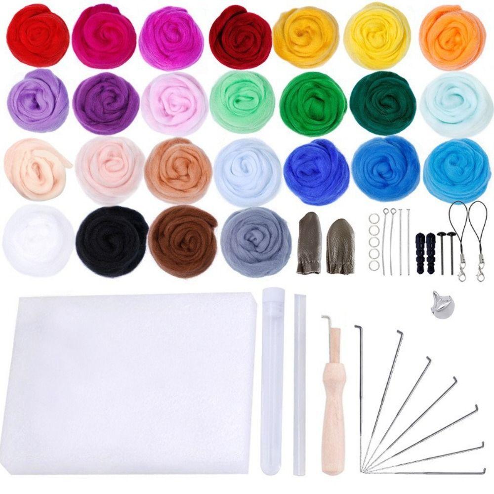 Chain Handmade Felt Needle 25 Colors Needle Felting Kit Wool Felting Tools Diy Sheep Wool Felt Toy