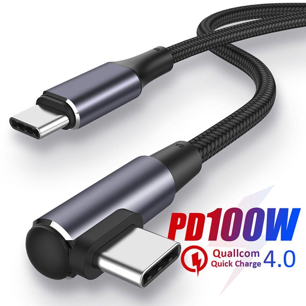 Mobile Phone Data Line Quick Charge 4.0 Right Angle PD 100W Fast Charging USB C To USB Type C Cable