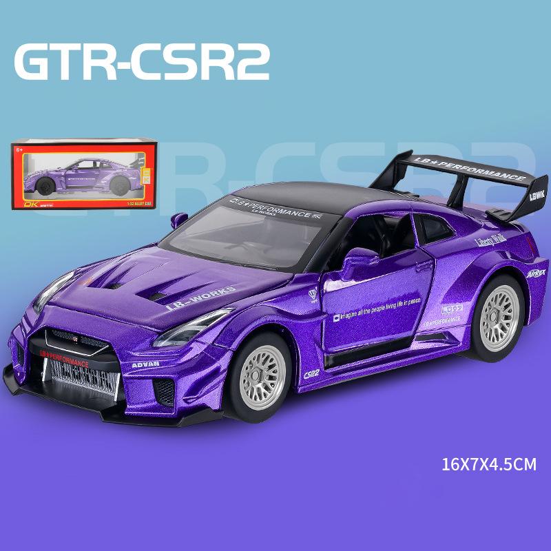 1/32 Nissan GTR CSR2 Skyline Ares Alloy Car Model Diecast Metal Toy Vehicles High Simulation Pull Back Collection Kids Toys Gift