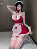 Sexy Game Uniform Pink Cow Girl Costume Set Rabbit Girl Maid Role-playing Sleepwear Internet Famous Style Sleep Dress