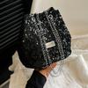 Fashion Sequins Popular Niche Design Sequin Bags Creative Simple Women's Bags Chain Shoulder Diagonal Cross-body Bucket Bags Creative Sequin Bags
